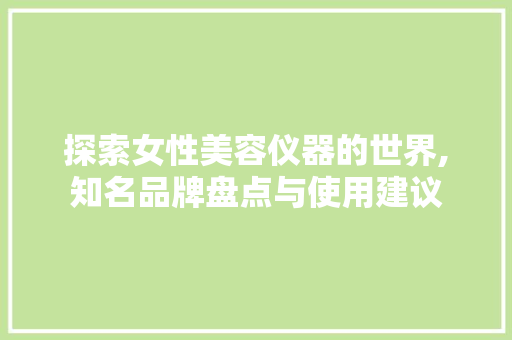 探索女性美容仪器的世界,知名品牌盘点与使用建议
