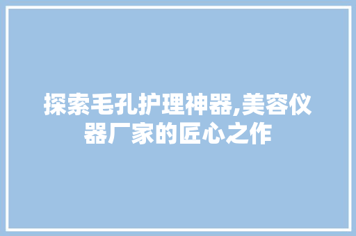 探索毛孔护理神器,美容仪器厂家的匠心之作 综合便民