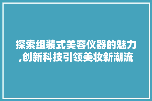 探索组装式美容仪器的魅力,创新科技引领美妆新潮流 综合便民