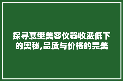 探寻襄樊美容仪器收费低下的奥秘,品质与价格的完美融合 饮食大全