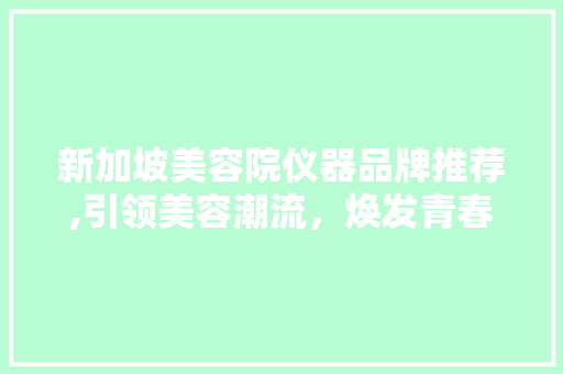 新加坡美容院仪器品牌推荐,引领美容潮流，焕发青春光彩