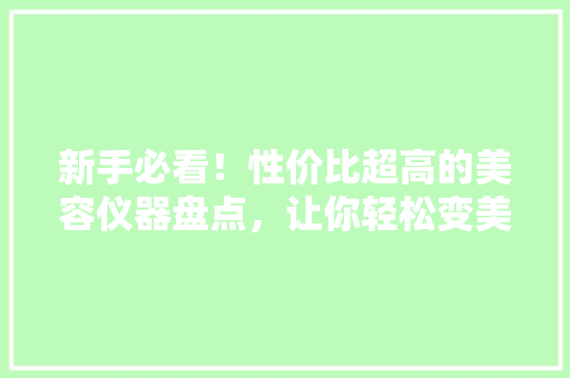 新手必看！性价比超高的美容仪器盘点，让你轻松变美