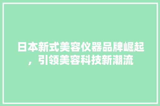 日本新式美容仪器品牌崛起，引领美容科技新潮流
