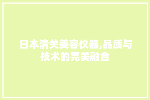 日本清关美容仪器,品质与技术的完美融合
