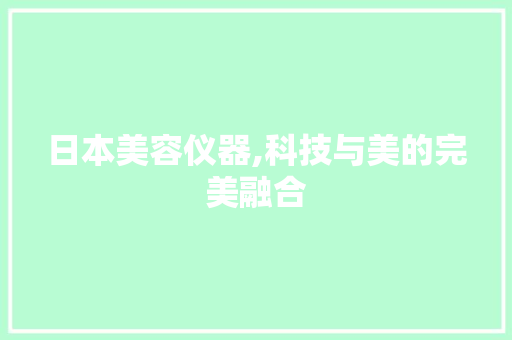 日本美容仪器,科技与美的完美融合