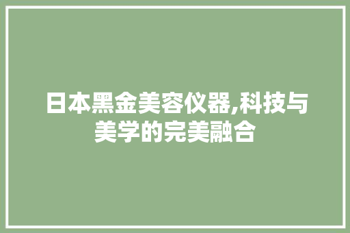 日本黑金美容仪器,科技与美学的完美融合 饮食大全