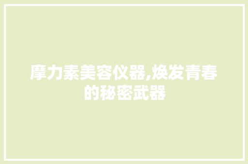 摩力素美容仪器,焕发青春的秘密武器