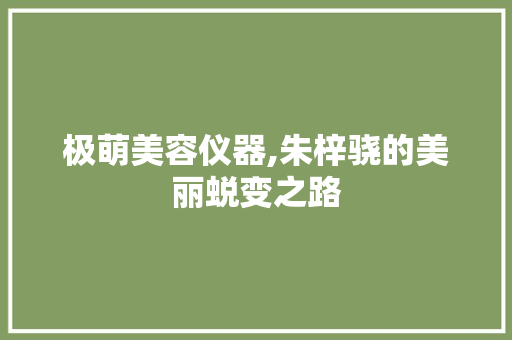 极萌美容仪器,朱梓骁的美丽蜕变之路