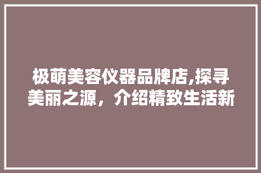 极萌美容仪器品牌店,探寻美丽之源，介绍精致生活新篇章 母婴育儿