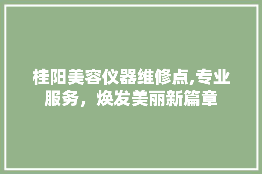 桂阳美容仪器维修点,专业服务，焕发美丽新篇章 美体修身