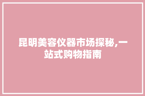 昆明美容仪器市场探秘,一站式购物指南