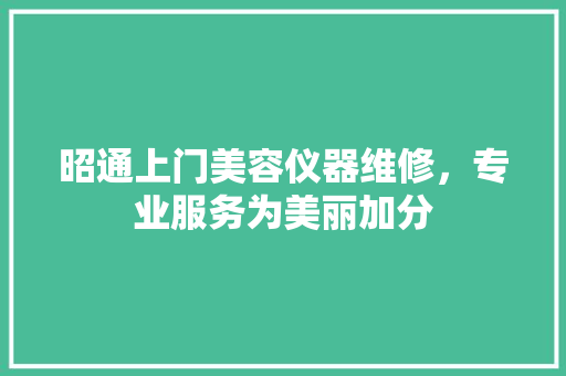 昭通上门美容仪器维修，专业服务为美丽加分