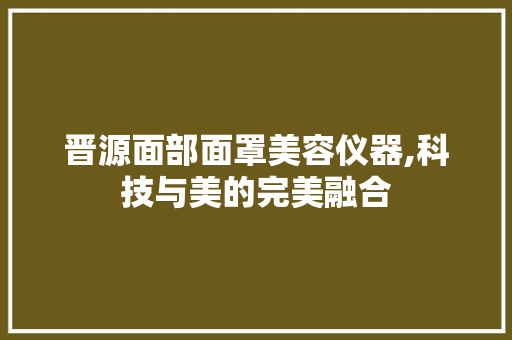 晋源面部面罩美容仪器,科技与美的完美融合 综合便民