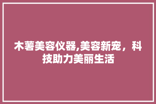 木薯美容仪器,美容新宠，科技助力美丽生活