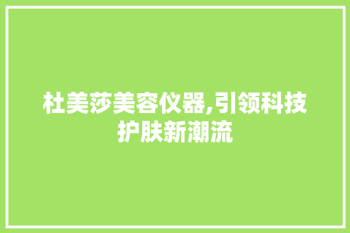 杜美莎美容仪器,引领科技护肤新潮流 综合便民