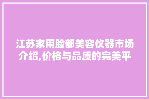 江苏家用脸部美容仪器市场介绍,价格与品质的完美平衡