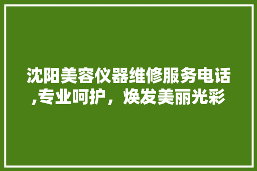 沈阳美容仪器维修服务电话,专业呵护，焕发美丽光彩