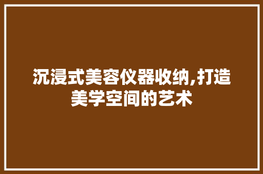 沉浸式美容仪器收纳,打造美学空间的艺术