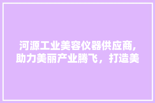 河源工业美容仪器供应商,助力美丽产业腾飞，打造美容设备新标杆
