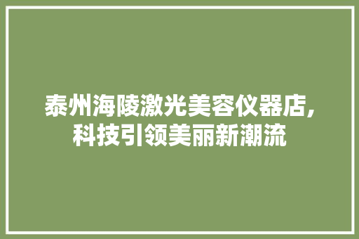泰州海陵激光美容仪器店,科技引领美丽新潮流