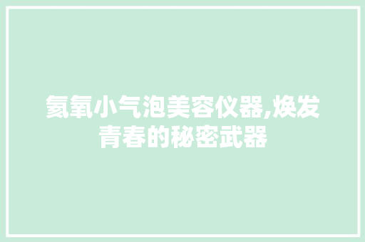 氦氧小气泡美容仪器,焕发青春的秘密武器 美体修身