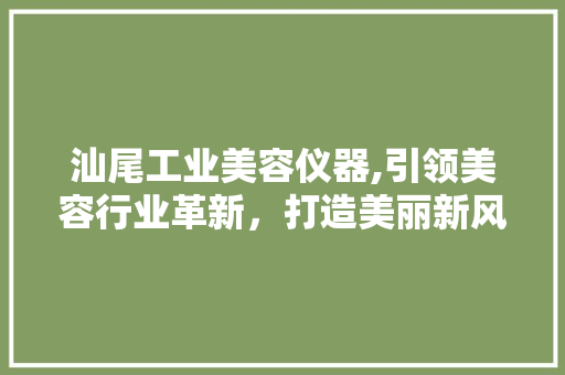 汕尾工业美容仪器,引领美容行业革新，打造美丽新风尚
