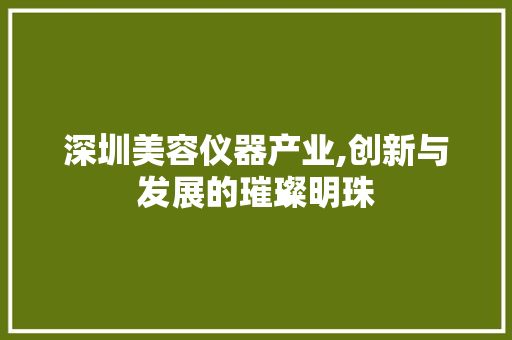 深圳美容仪器产业,创新与发展的璀璨明珠