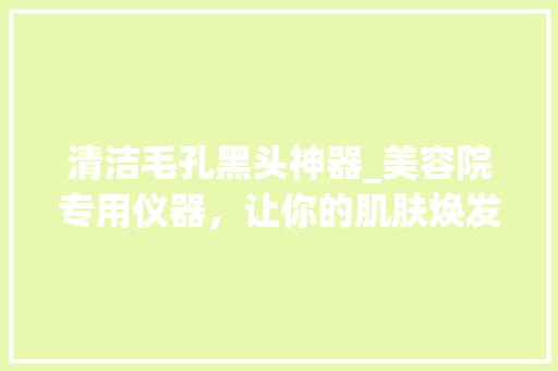 清洁毛孔黑头神器_美容院专用仪器，让你的肌肤焕发光彩