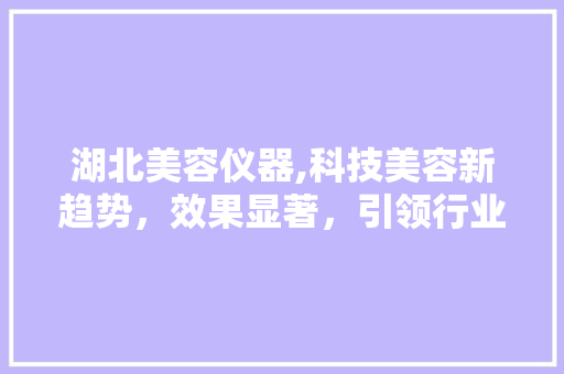 湖北美容仪器,科技美容新趋势，效果显著，引领行业发展