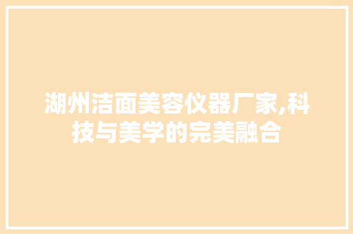 湖州洁面美容仪器厂家,科技与美学的完美融合 美体修身