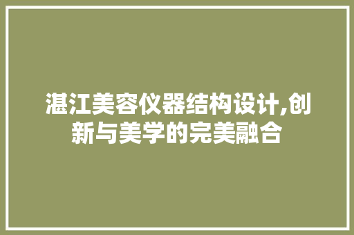 湛江美容仪器结构设计,创新与美学的完美融合