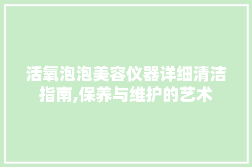 活氧泡泡美容仪器详细清洁指南,保养与维护的艺术