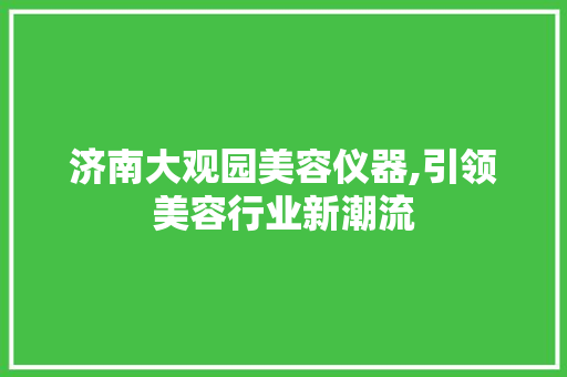济南大观园美容仪器,引领美容行业新潮流