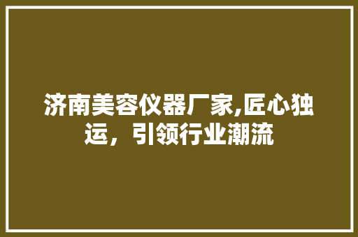 济南美容仪器厂家,匠心独运，引领行业潮流