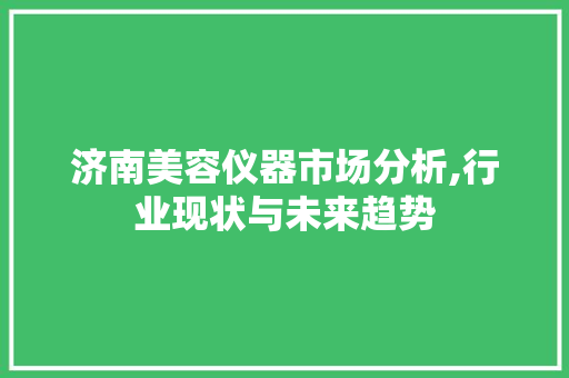 济南美容仪器市场分析,行业现状与未来趋势