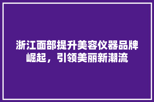 浙江面部提升美容仪器品牌崛起，引领美丽新潮流