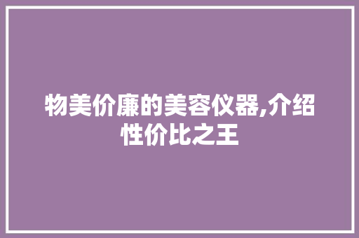 物美价廉的美容仪器,介绍性价比之王