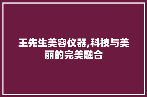 王先生美容仪器,科技与美丽的完美融合