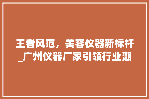 王者风范，美容仪器新标杆_广州仪器厂家引领行业潮流