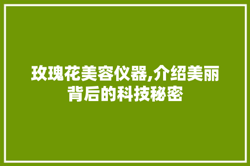 玫瑰花美容仪器,介绍美丽背后的科技秘密 美体修身