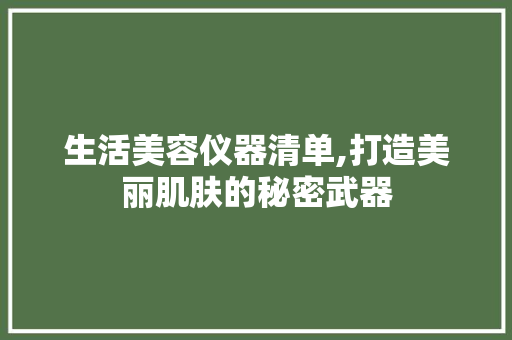 生活美容仪器清单,打造美丽肌肤的秘密武器