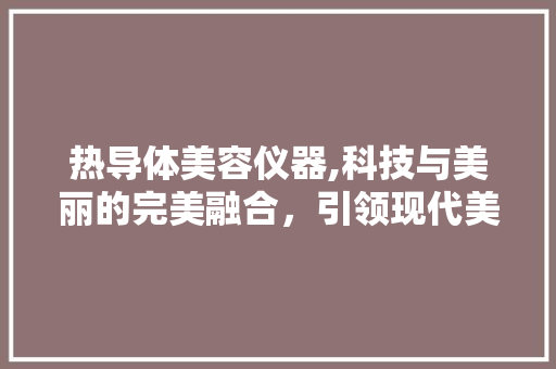 热导体美容仪器,科技与美丽的完美融合，引领现代美容新潮流 母婴育儿