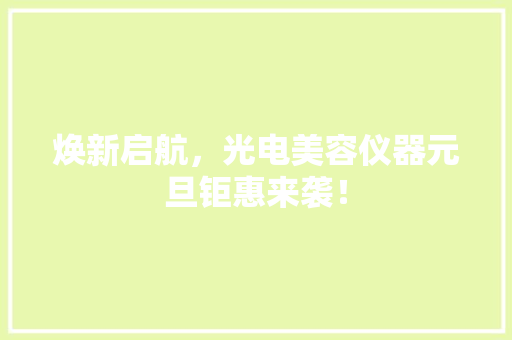 焕新启航，光电美容仪器元旦钜惠来袭！