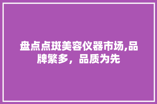 盘点点斑美容仪器市场,品牌繁多，品质为先