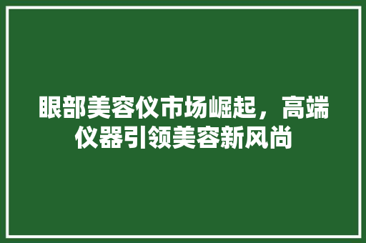 眼部美容仪市场崛起，高端仪器引领美容新风尚
