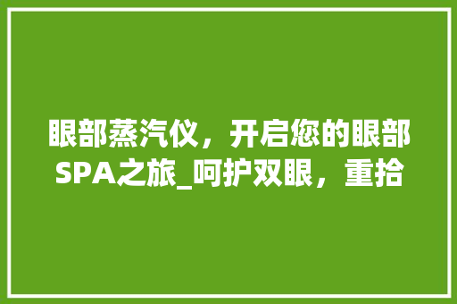 眼部蒸汽仪，开启您的眼部SPA之旅_呵护双眼，重拾青春光彩