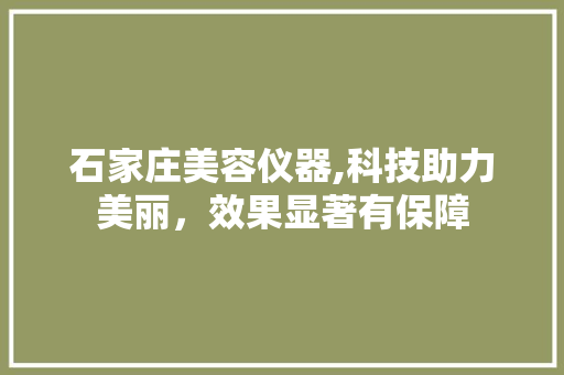 石家庄美容仪器,科技助力美丽，效果显著有保障