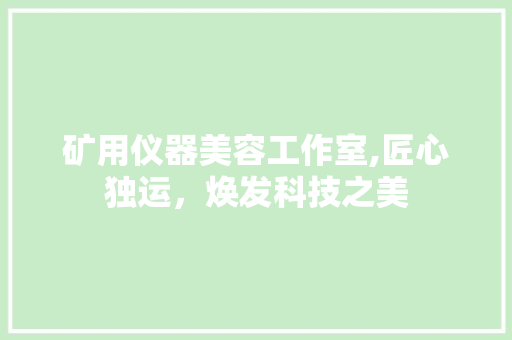 矿用仪器美容工作室,匠心独运，焕发科技之美