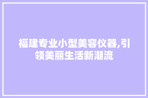 福建专业小型美容仪器,引领美丽生活新潮流