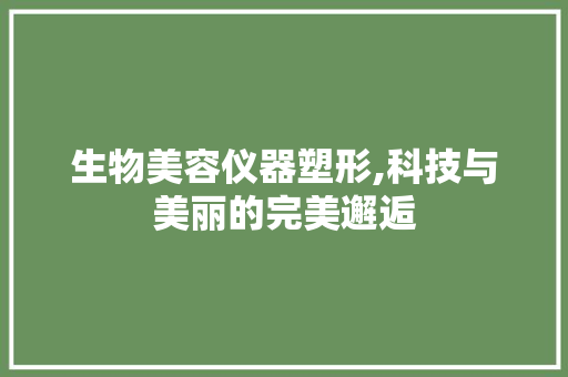 生物美容仪器塑形,科技与美丽的完美邂逅